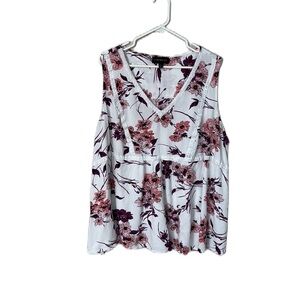 Lane Bryant Pink Flowy Floral Print Lace Tank Top Shirt Blouse Plus Size 28